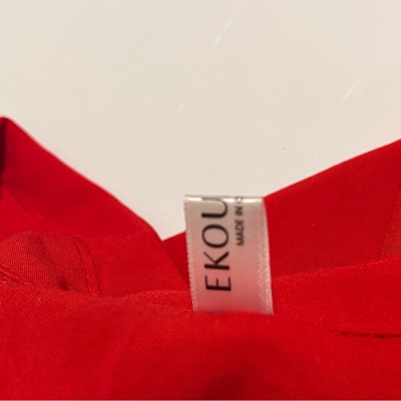 EKOUAER Vibrant Button-Up Poncho Style Comfy Soft Pajama Shirt, Size 3X, Red - Picture 4 of 5